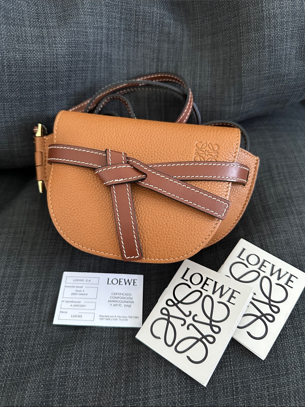 Loewe Tan and Brown Gate Knot Crossbody Bag